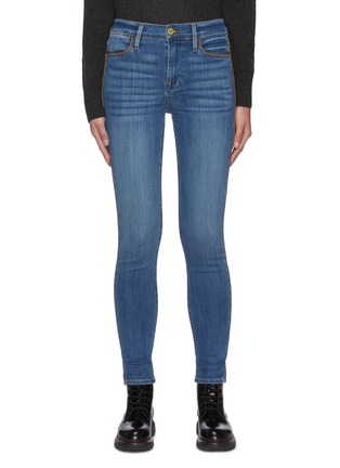 Main View - Click To Enlarge - FRAME - Le High' Contrast Seam Crop Denim Skinny Jeans