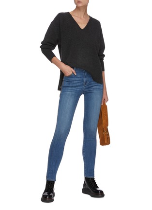 Figure View - Click To Enlarge - FRAME - Le High' Contrast Seam Crop Denim Skinny Jeans