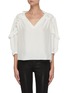 Main View - Click To Enlarge - FRAME - Ruffle Trim Three Quarter Sleeve V-neck Blouse