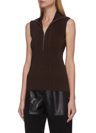 Front View - Click To Enlarge - PETER DO - Half zip rib knit sleeveless top