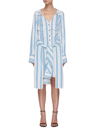 Main View - Click To Enlarge - HELLESSY - Trompe L'Oeil graphic print long sleeve shirt dress