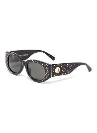 Main View - Click To Enlarge - LINDA FARROW - 'Debbie' embellished D-frame sunglasses with scarf