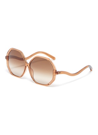 Main View - Click To Enlarge - LINDA FARROW - Una hexagonal acetate frame oversized sunglasses