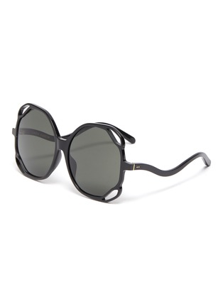 Main View - Click To Enlarge - LINDA FARROW - Jerry oversized cut-out angular sunglasses