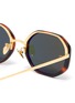 Detail View - Click To Enlarge - LINDA FARROW - Tortoiseshell effect acetate frame metal temples oval sunglasses