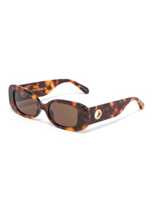Main View - Click To Enlarge - LINDA FARROW - Tortoiseshell effect acetate frame rectangular sunglasses