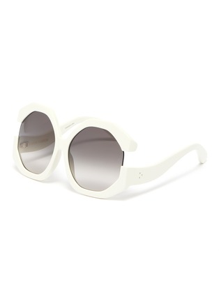 Main View - Click To Enlarge - LINDA FARROW - Bardot hexagonal acetate frame oversized sunglasses