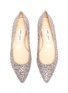 Detail View - Click To Enlarge - JIMMY CHOO - 'ROMY' POINT TOE COARSE GLITTER SKIMMER FLATS