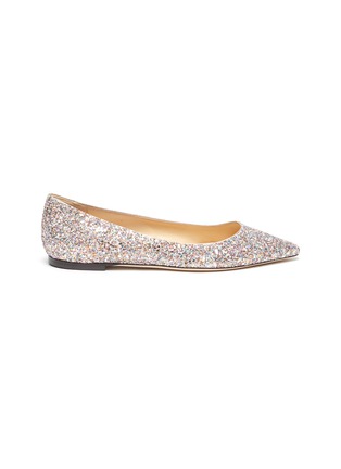 Main View - Click To Enlarge - JIMMY CHOO - 'ROMY' POINT TOE COARSE GLITTER SKIMMER FLATS