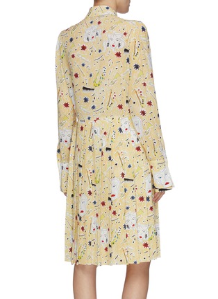 Back View - Click To Enlarge - VICTORIA, VICTORIA BECKHAM - Graphic print button front pleated dress