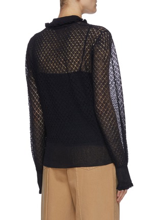 Back View - Click To Enlarge - VICTORIA, VICTORIA BECKHAM - V neck collared open knit sweater