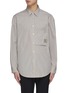 Main View - Click To Enlarge Main View - Click To Enlarge - WOOYOUNGMI - Stripe logo pocket button pleated back shirt