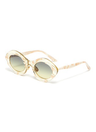 Main View - Click To Enlarge - MØY ATELIER - April Nymph' 18K gold plated nose pad angular oval sunglasses