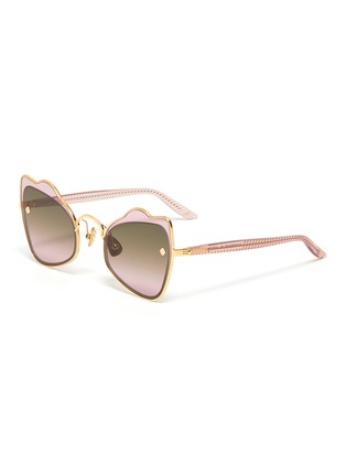 Main View - Click To Enlarge - MØY ATELIER - Odyssey' 18K gold plated stainless steel frame angular sunglasses