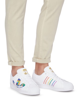 Figure View - Click To Enlarge - ADIDAS - 'Superstar Pride' lace up leather sneakers