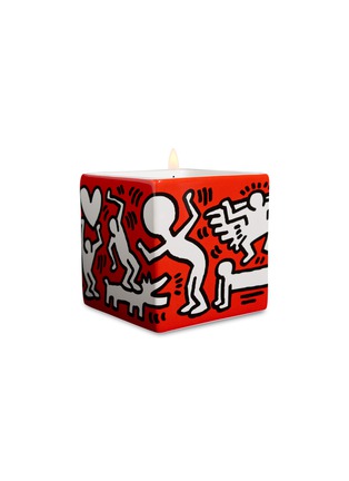 Main View - Click To Enlarge - LIGNE BLANCHE - Keith Haring 'Red On White' square scented candle – Patchouli-Amber