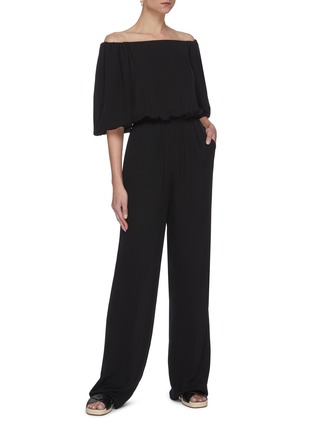 Figure View - Click To Enlarge - THEORY - Off shoulder balloon sleeve silk jumpsuit