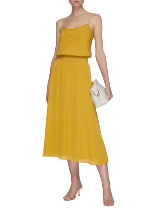 Figure View - Click To Enlarge - THEORY - Ribbed waistband silk midi dress