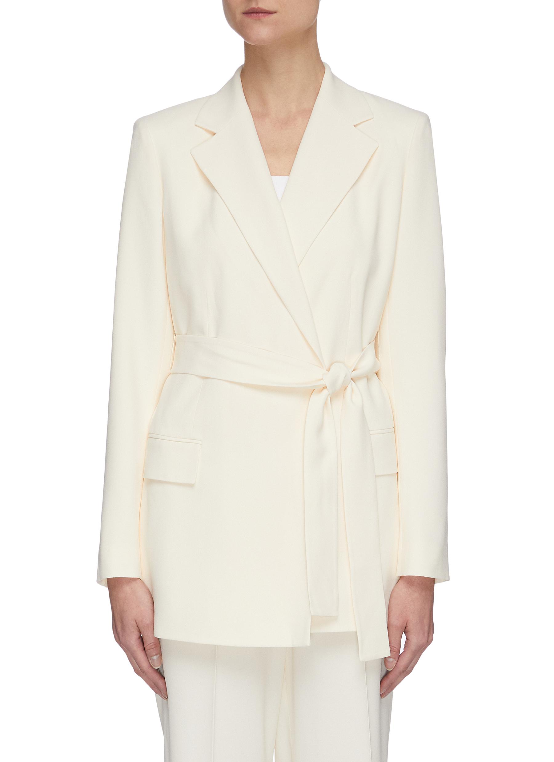 Theory Belted Buttonless Blazer In White | ModeSens