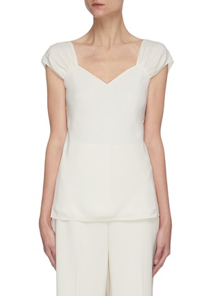 Main View - Click To Enlarge - THEORY - Ruched cap sleeve silk top