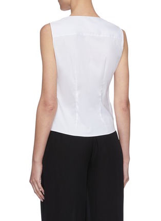 Back View - Click To Enlarge - THEORY - Sleeveless tie front shell cotton blend top