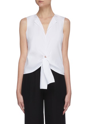 Main View - Click To Enlarge - THEORY - Sleeveless tie front shell cotton blend top