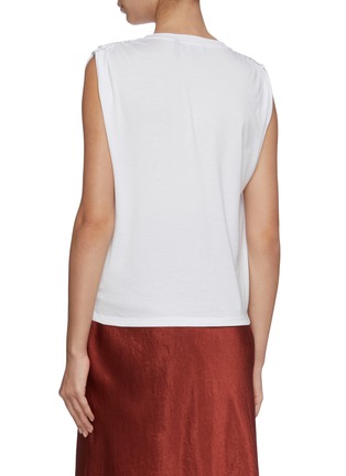 Back View - Click To Enlarge - THEORY - Utility gathered shoulder sleeveless pima cotton top