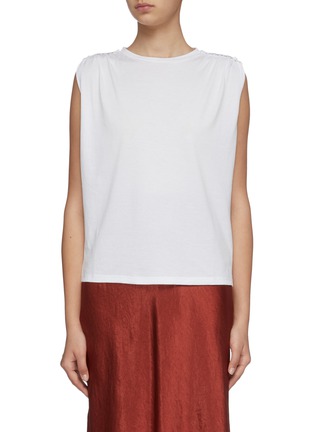Main View - Click To Enlarge - THEORY - Utility gathered shoulder sleeveless pima cotton top