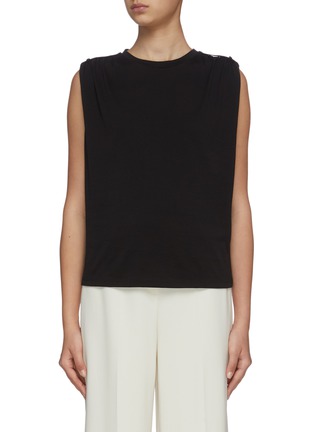 Main View - Click To Enlarge - THEORY - Utility gathered shoulder sleeveless pima cotton top