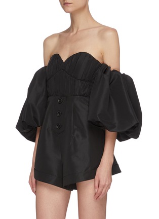 Detail View - Click To Enlarge - SELF-PORTRAIT - Balloon sleeve taffeta playsuit