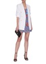 Figure View - Click To Enlarge - ALICE & OLIVIA - Cheyla' floral print sleeveless panelled drawstring mini dress