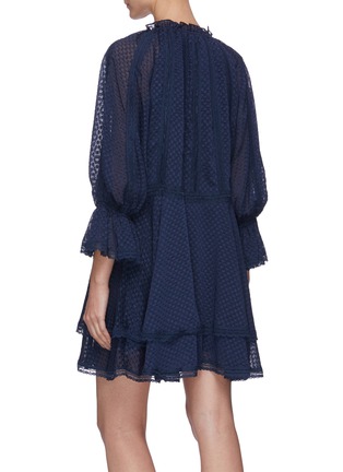 Back View - Click To Enlarge - ALICE & OLIVIA - Joanne blouson sleeve tie neck handkerchief mini dress