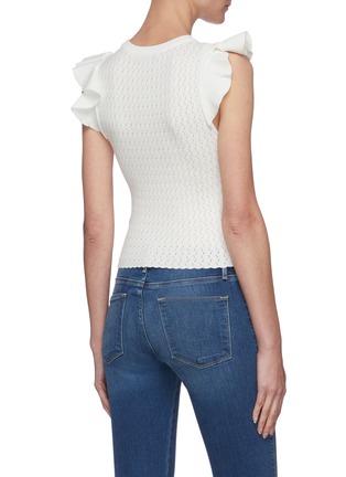 Back View - Click To Enlarge - ALICE & OLIVIA - Lamara ruffle sleeve pointelle knit top