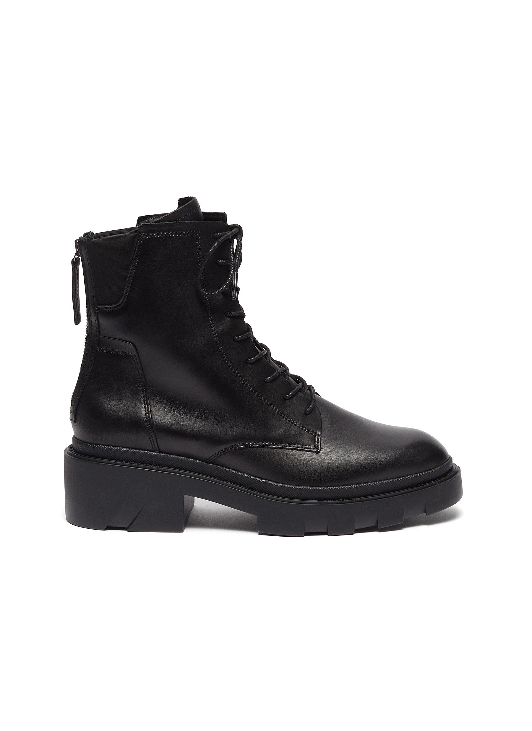 black chunky sole lace up boots