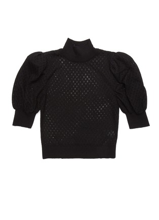 Main View - Click To Enlarge - ALICE & OLIVIA - 'Shonda' turtleneck short puff sleeve pointelle knit sweater