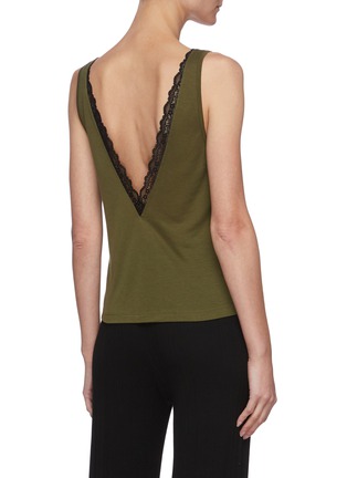 Back View - Click To Enlarge - NINETY PERCENT - V Neck Open Back Lace Line Top