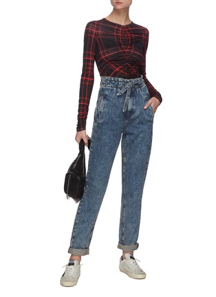 Figure View - Click To Enlarge - NINETY PERCENT - Ruch Front Tartan Check Crop Top
