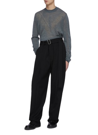 Figure View - Click To Enlarge - JIL SANDER - Buckle belted relaxed crotch wool pants