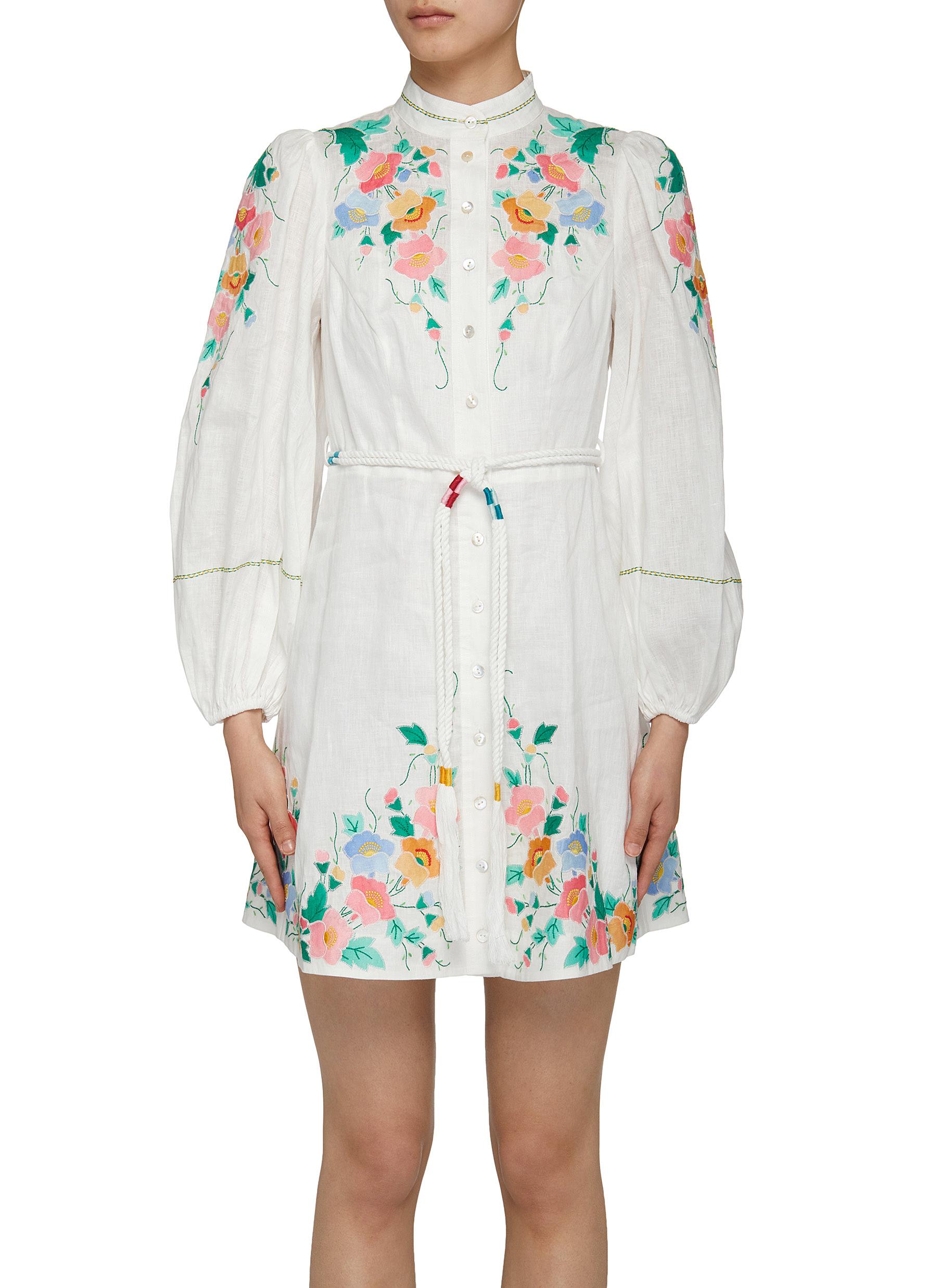 ZIMMERMANN | Fiesta' floral applique mini dress | Lane Crawford