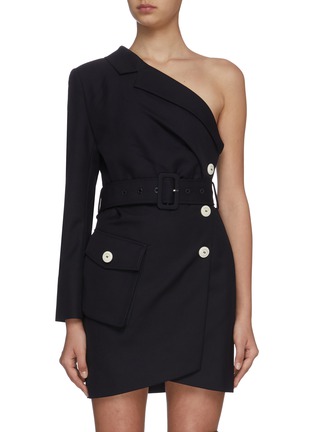 Main View - Click To Enlarge - COMME MOI - Asymmetric one shoulder blazer dress