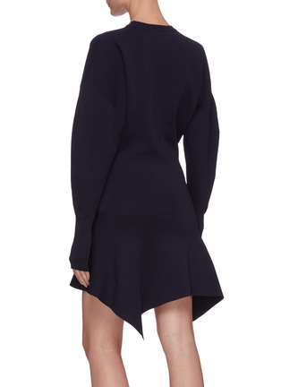Back View - Click To Enlarge - COMME MOI - Puffed sleeve ruffle dress