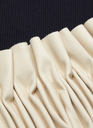 Detail View - Click To Enlarge - COMME MOI - Half Ruffle Split Hem Midi Skirt