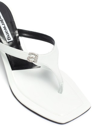 Detail View - Click To Enlarge - ALEXANDER WANG - 'Ivy' rhinestone logo heel sandals