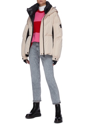 Figure View - Click To Enlarge - MONCLER - Frachey' Belted Colourblock Hood Down Puffer Jacket