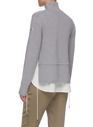 Back View - Click To Enlarge - MONCLER - Layered hem mock neck knit jacket