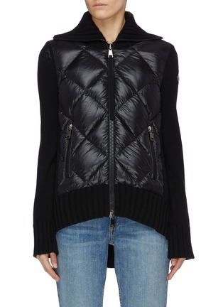Main View - Click To Enlarge - MONCLER - Knitted sleeve quilted shell jacket
