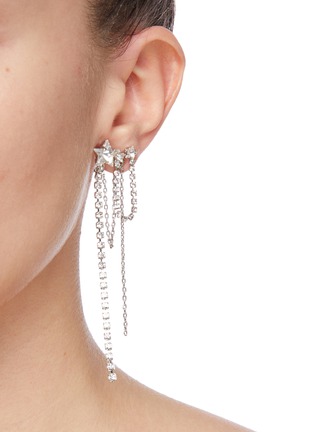 Front View - Click To Enlarge - JOOMI LIM - Crystal Star Asymmetrical Fringe Earrings
