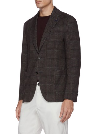 Front View - Click To Enlarge - LARDINI - Notch lapel check casual velvet blazer