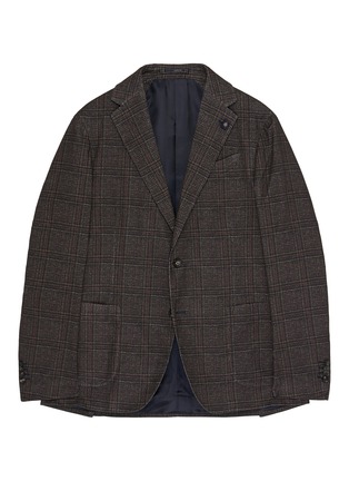 Main View - Click To Enlarge - LARDINI - Notch lapel check casual velvet blazer