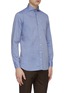 Front View - Click To Enlarge - LARDINI - Spread collar cotton twill placket shirt